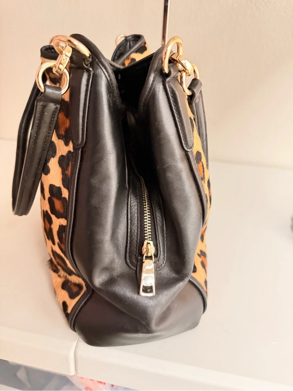 Authentic Coach Phoebe Calf Hair/Leather Ocelot Leopard Print Shoulderbag